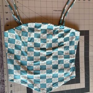 Self Esteem Blue and White Checkered Crop Top